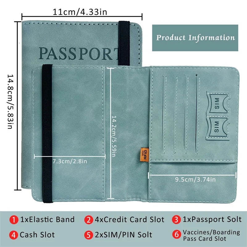 RFID PU Leather Passport Holder