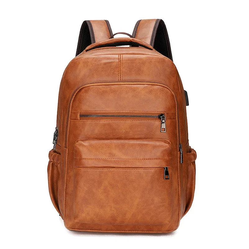 USB Charging PU Leather Backpack