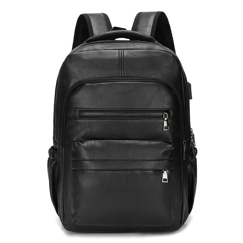 USB Charging PU Leather Backpack